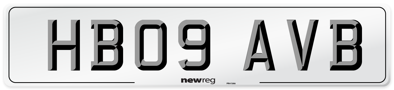 HB09 AVB Number Plate from New Reg